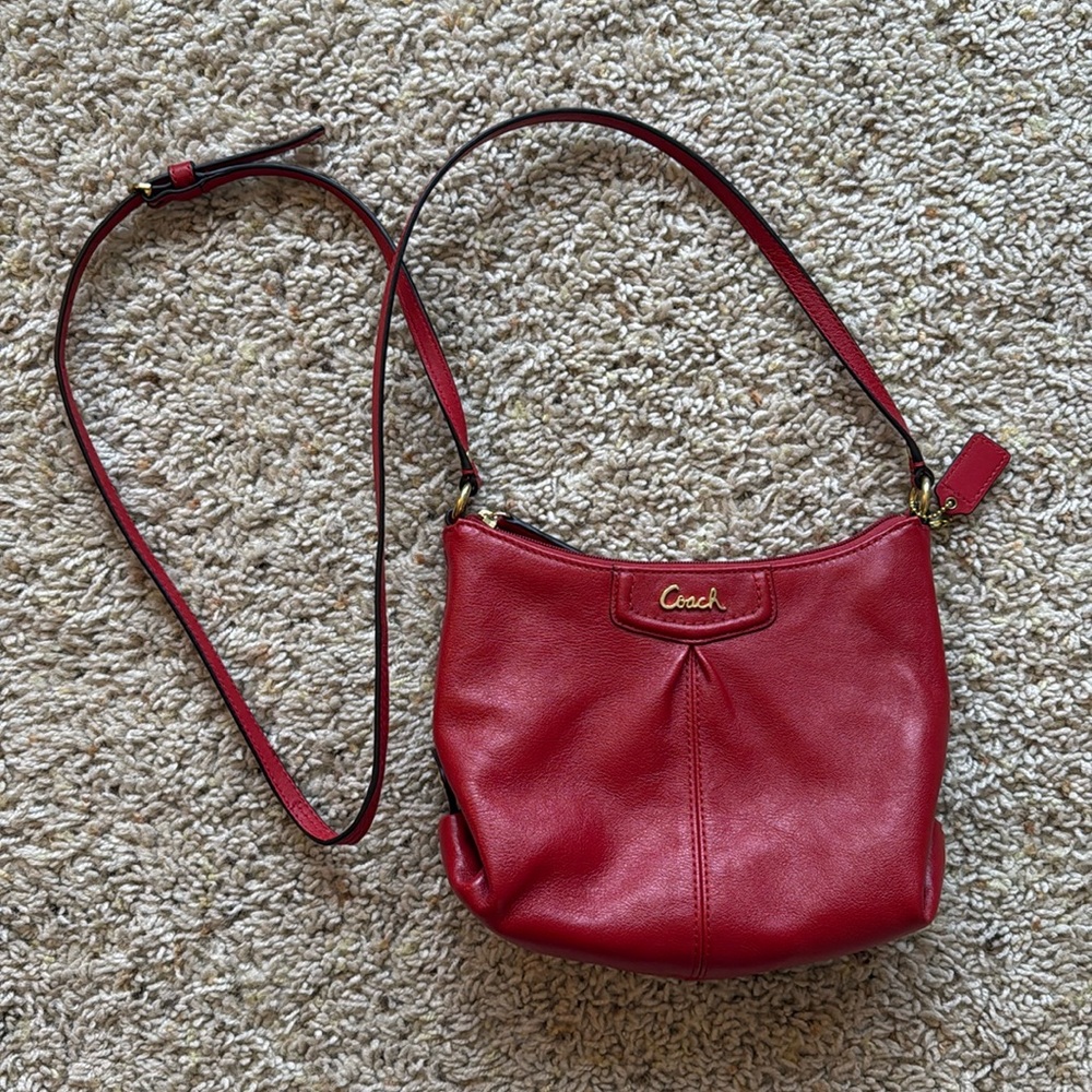 Coach crossbody .. red leather excellent condition used 1 time